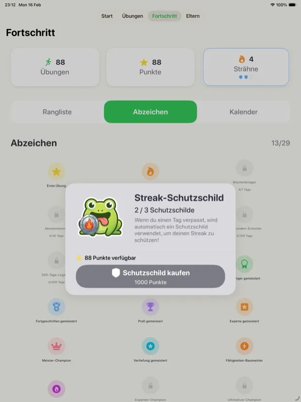 Abzeichen auf iPad