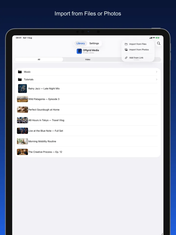 Import from Files or Photos