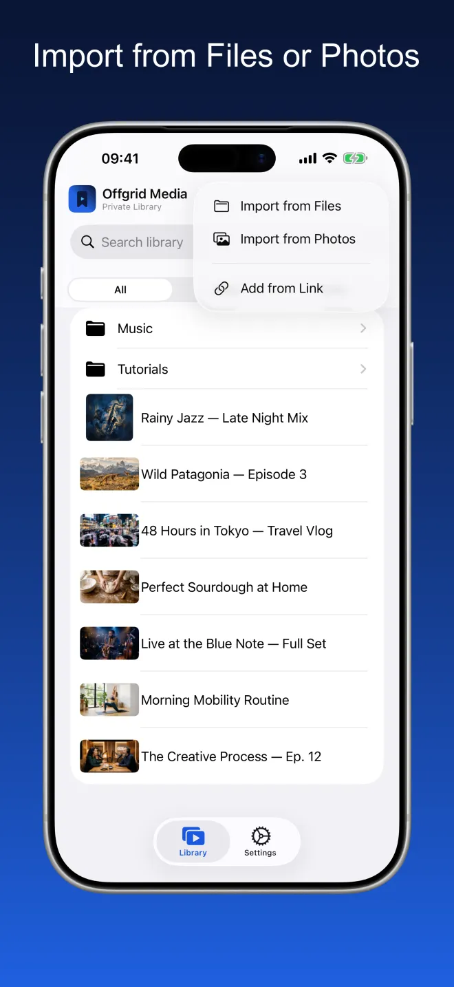 Import from Files or Photos