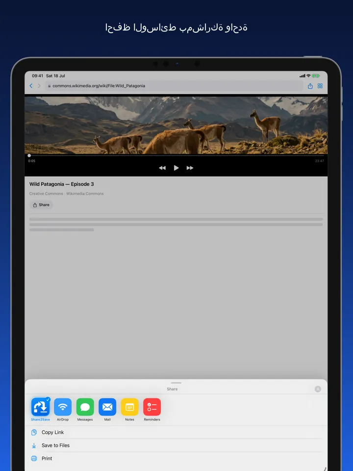 Share2Save – احفظ الوسائط بمشاركة واحدة (iPad)