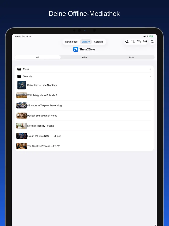 Share2Save – Deine Offline-Mediathek (iPad)