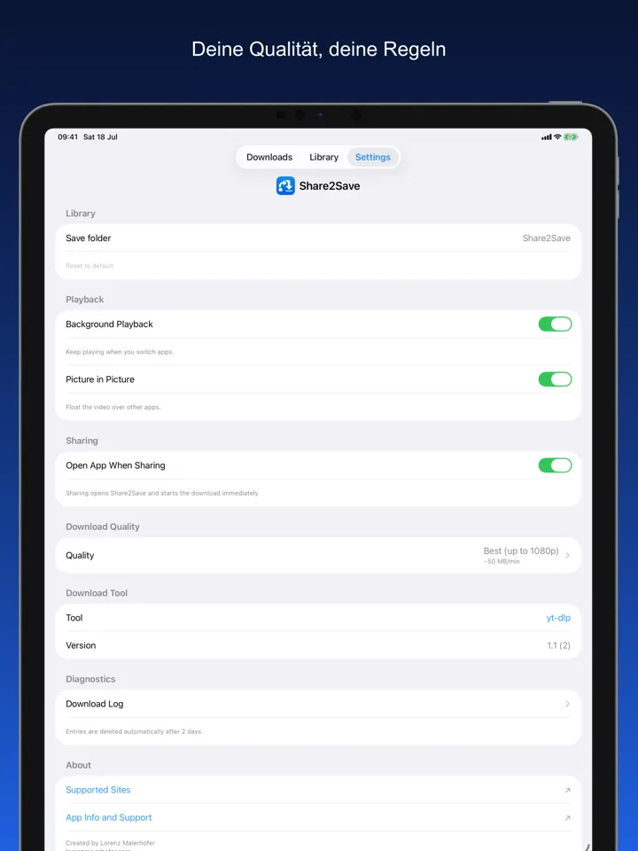 Share2Save – Deine Qualität, deine Regeln (iPad)
