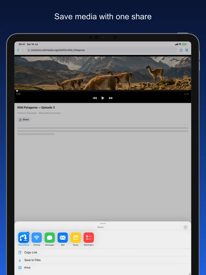 Share2Save – Save media with one share (iPad)