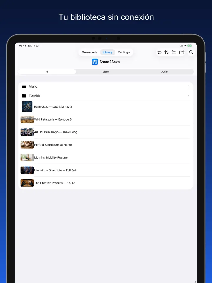 Share2Save – Tu biblioteca sin conexión (iPad)