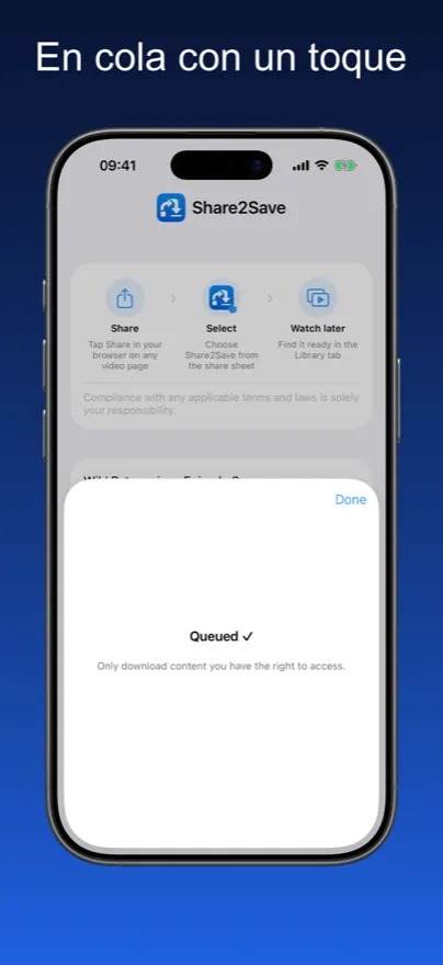 Share2Save – En cola con un toque (iPhone)