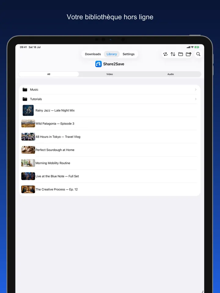 Share2Save – Votre bibliothèque hors ligne (iPad)