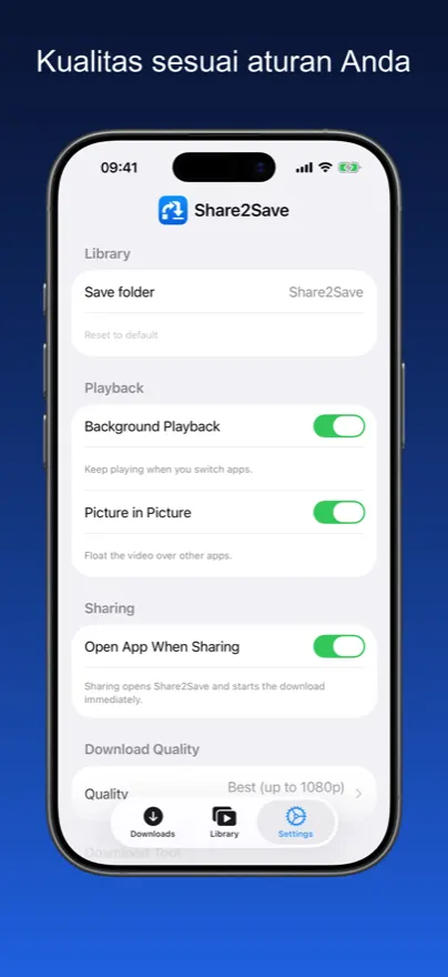 Share2Save – Kualitas sesuai aturan Anda (iPhone)