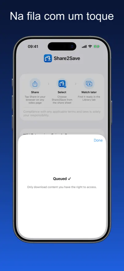 Share2Save – Na fila com um toque (iPhone)